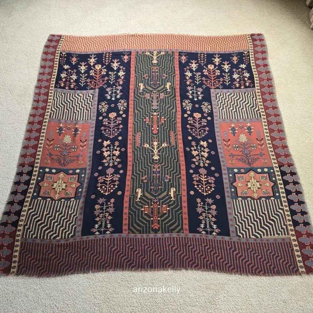 The Met Wool Soft Square Scarf Earth Tones Metropolitan Museum of Art - Picture 15 of 16